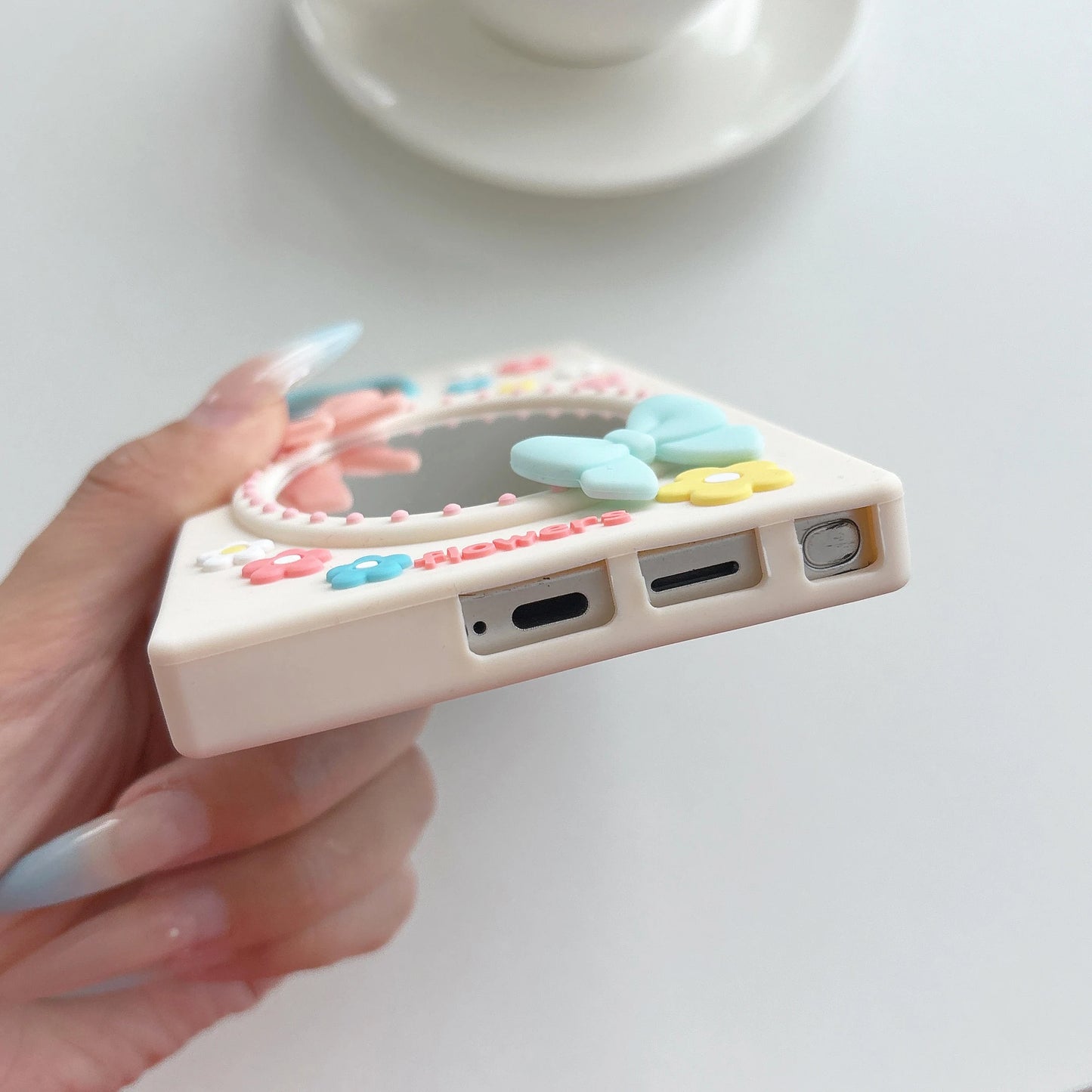 For Samsung S26 S25 S24 S23 S22 Ultra FE A57 A37 A07 A06 A56 A36 A26 A17 A16 A15 A35 A55 A24 3D Cartoon Bowknot Mirror Case