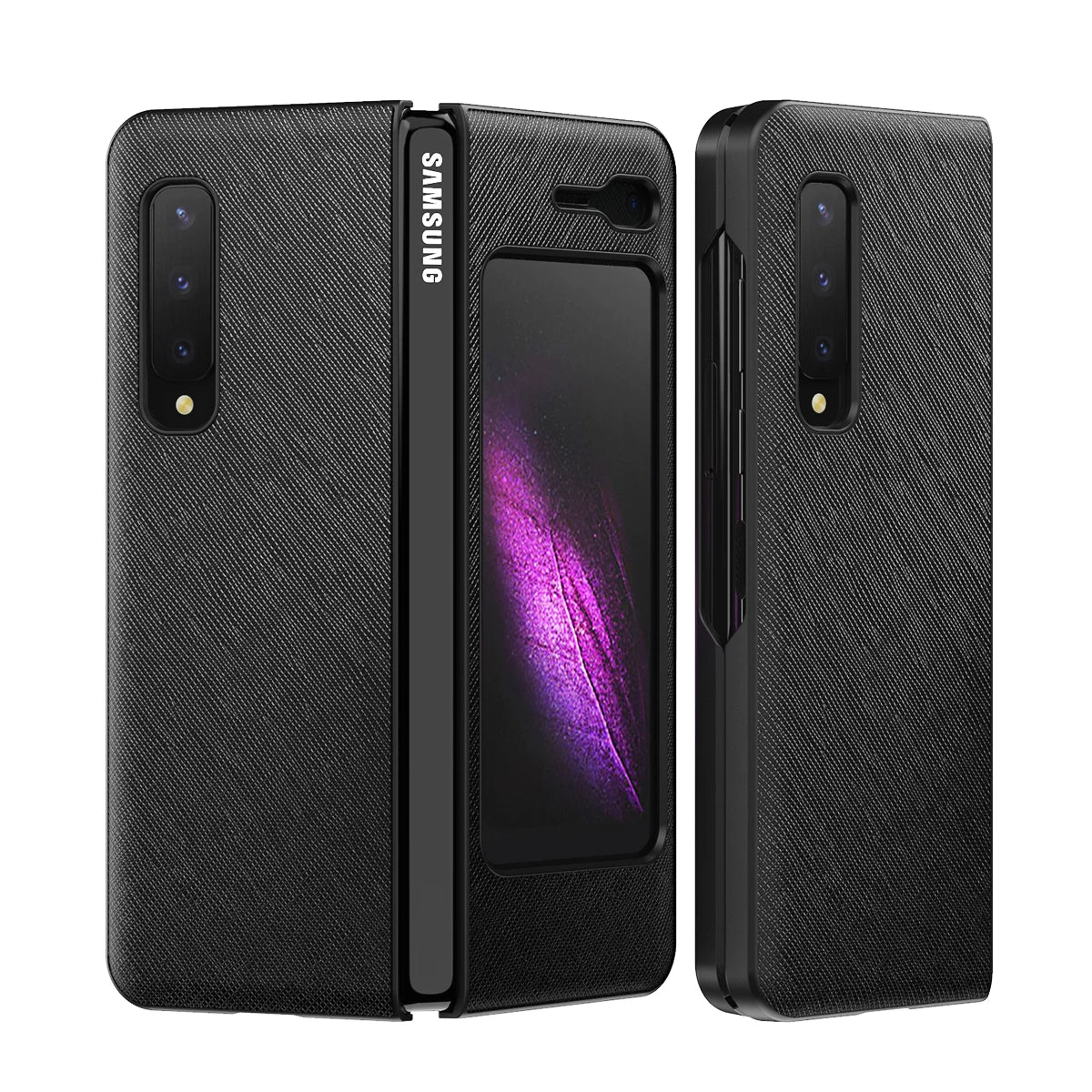Ultra-Thin Cross Texture Leather Case for Galaxy Z Fold 1/Z Fold 2/Z Fold 3/Z Fold 4/Z Fold 5 Shockproof Folding Protective Case