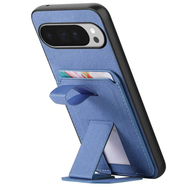 Business Retro Fabric Texture Phone Case for Google Pixel 11 Pro XL 9 10 Pro Foldable Card Slot Kickstand Ring Shockproof Cover