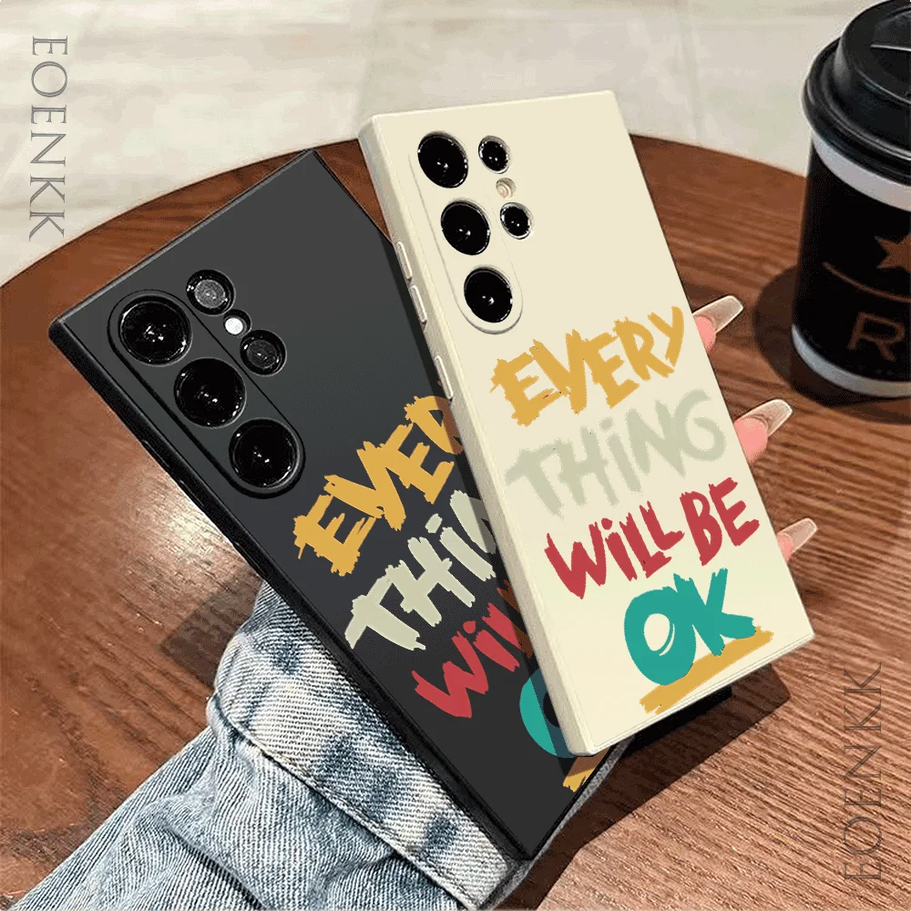 Simple Letters Silicone Case For Samsung Galaxy S25 S24 S23 S22 S21 Ultra FE A35/A54/A55/A34 5G Note 10/20 Plus Anti-Slip Cover