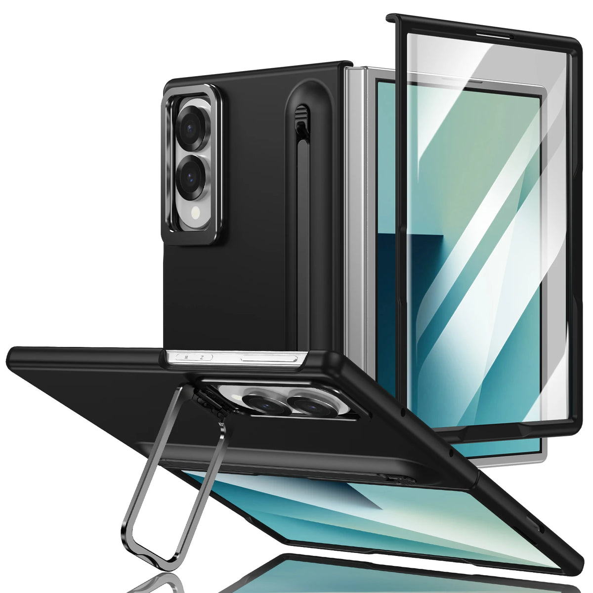 Alloy Camera Frame Stand With touch pen Screen Protector Case For Samsung Z Fold 8 7 6 5 4 8 Ultra Shockproof 360 Protection