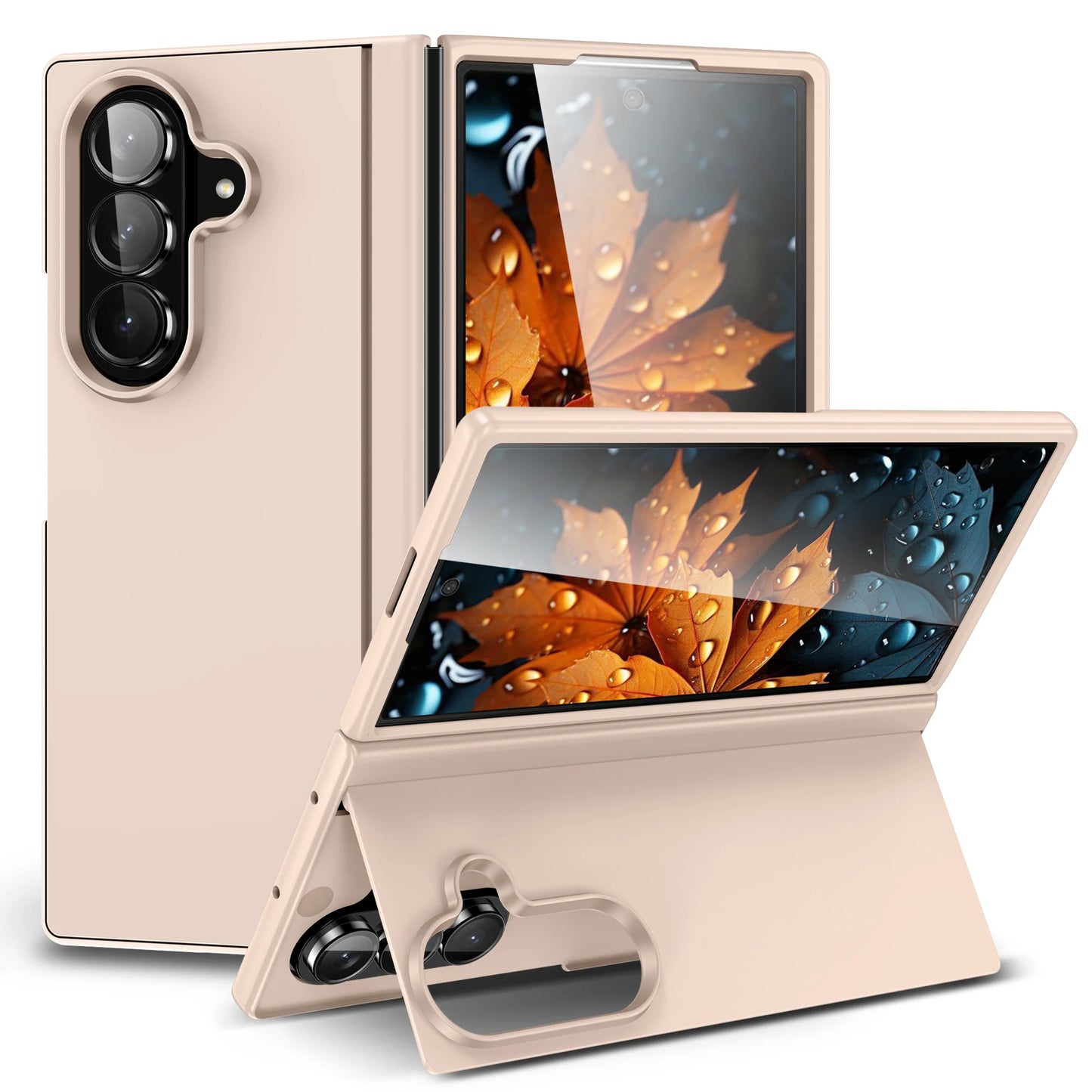 Skin Feel Invisible Bracket Case For Samsung Galaxy Z Fold 7 6 5 4 3 ZFold7 5G Protection Plain 2-piece Set Shockproof Cover