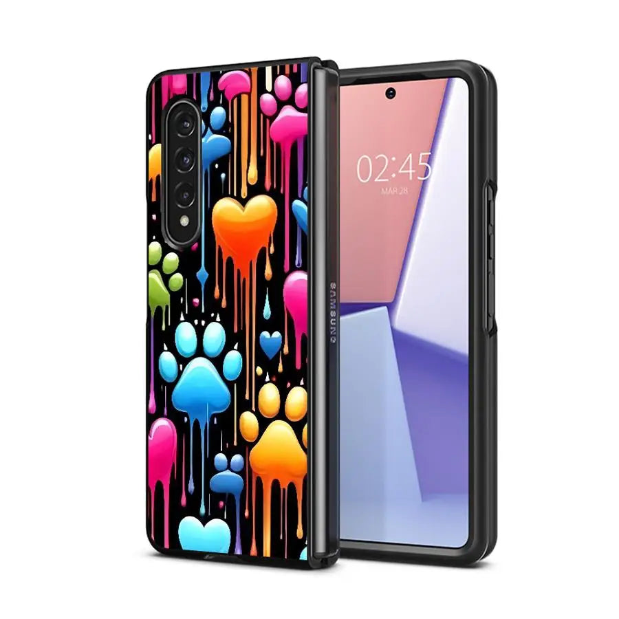 Cartoon Cute Pet Paw Prints Case for Samsung Galaxy ZFold4 ZFold6 ZFold3 ZFold5 ZFold7 Z Fold 7 6 5 4 3 Back Phone Cover