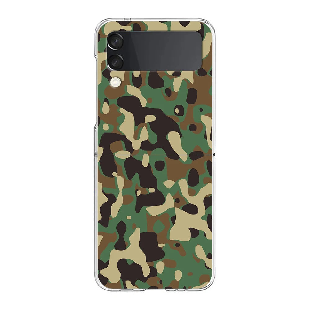 Camouflage Camo Hard PC Phone Case For Samsung Galaxy Z Flip 4 5 6 Black Cover For Galaxy Z Flip 3 Foldable Shockproof Case Capa