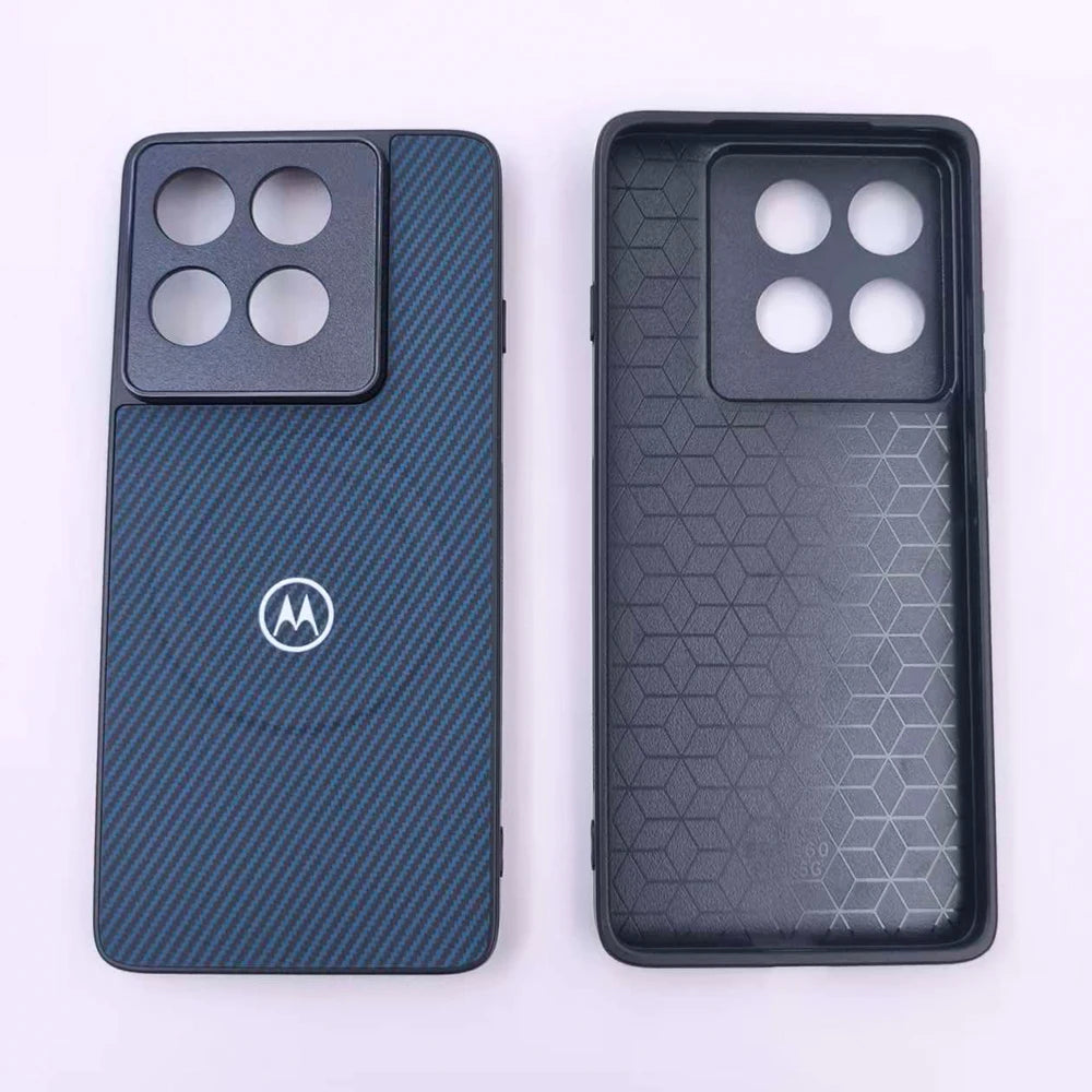 Magnetic Carbon Fiber Texture Phone Case For Motorola Edge 40 50 60 Pro Fusion Moto G 84 85 86 Wireless Charge Protect Shell﻿