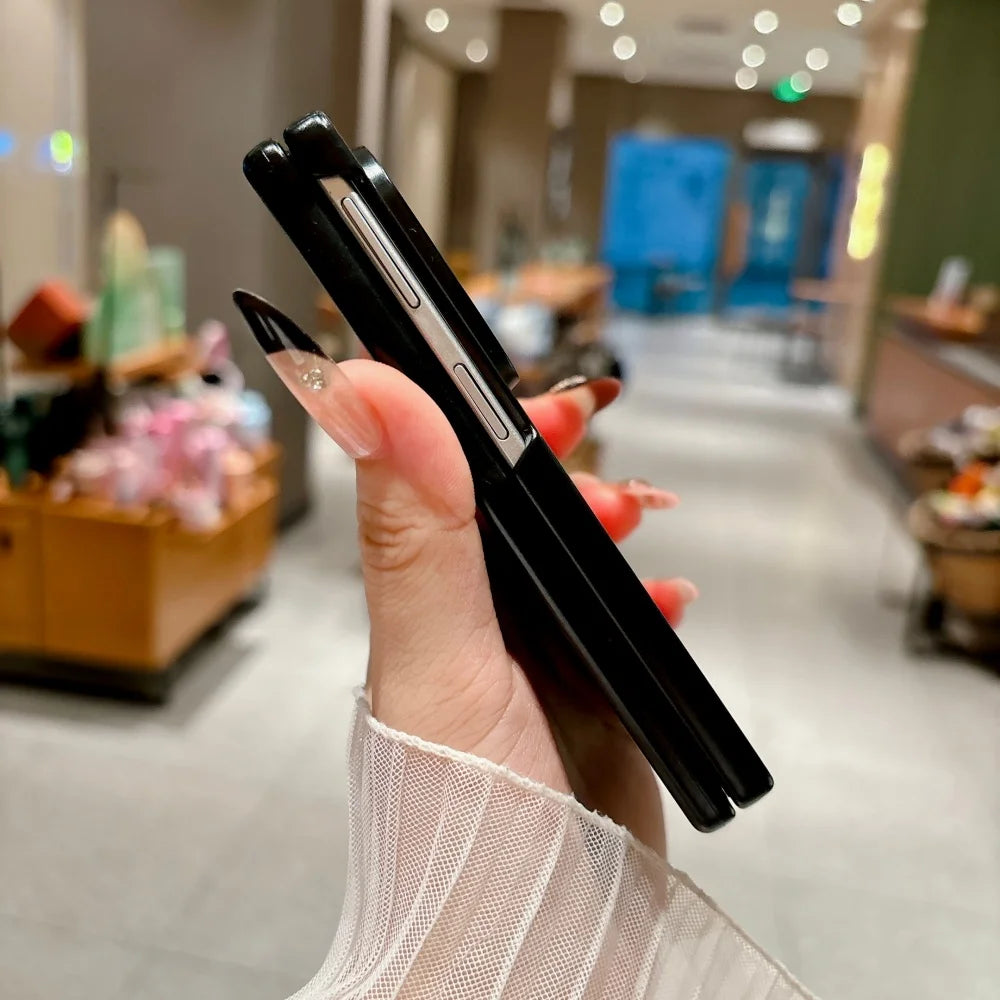 For Magsafe Magnetic Phone Case For Samsung Galaxy Z Fold 8Ultra Double Axis Rainbow Bridge Leather Grain Hinge Shockproof Cover