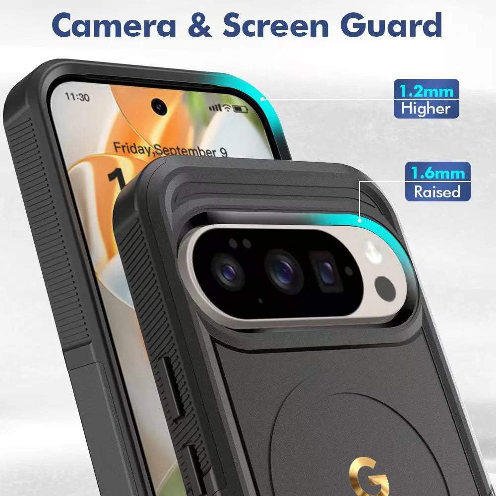 Premium 2IN1 Heavy Armor For Magsafe Magnetic Charging Case For Google Pixel 10 9 Pro XL Shockproof PC+TPU Matte Protector Cover