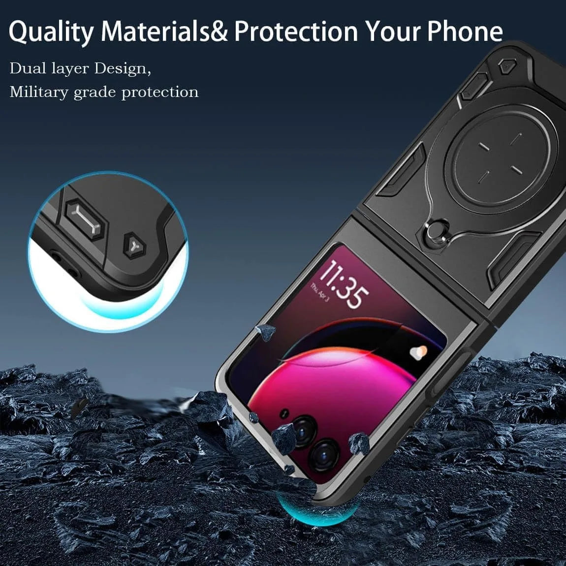 Protective Cover For Motorola Moto Razr 60 50 40 Ultra Razr Plus 2025 2024 2023 Case Ring Stand Holder Shockproof Fundas Coque