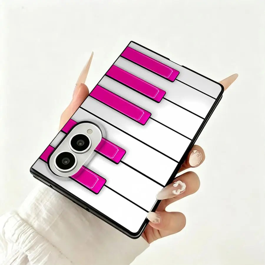 Luxury Phone Cover Case for Samsung Galaxy ZFold Wide Z Fold8 Wide ZFold8 Z Fold 8 Pink Piano Keys