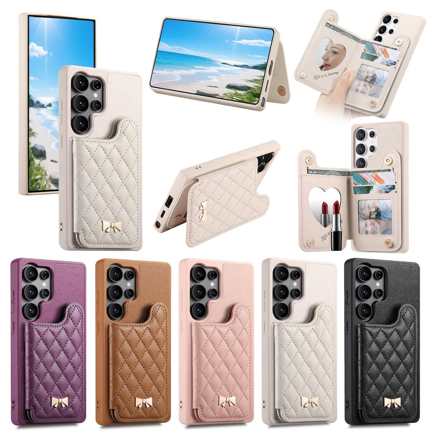 Wallet Card Slot Flip Leather Phone Case for Samsung Galaxy S25 Edge Ultra S24 Plus Cover A56 A55 A54 A36 A35 A06 A15 A16 A25 5G