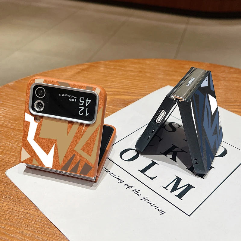 Geometric Pattern Phone Case For Samsung Z Flip7 FE Flip6 Flip5 Flip4 Folding Soft TPU Cover For Samsung Galaxy Z Flip 7 6 5 4 3