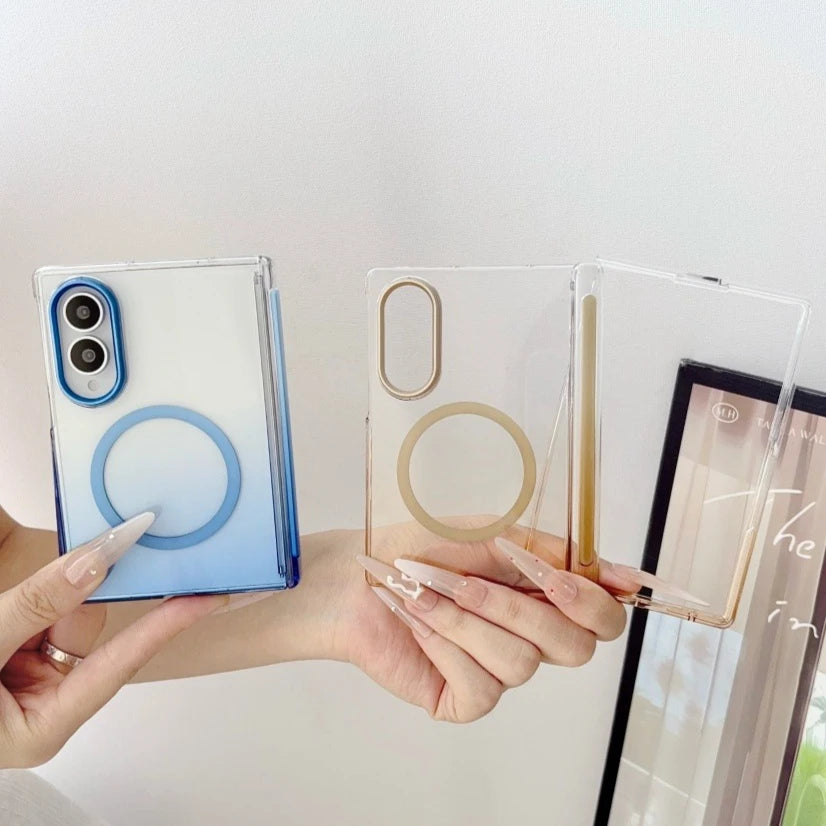 Luxury Gradient Color Clear Slim for Magsafe Case For Samsung Z Fold 8 Ultra 7 6 5 Fold8 Wide Ultra Thin Hinge Protection Cover