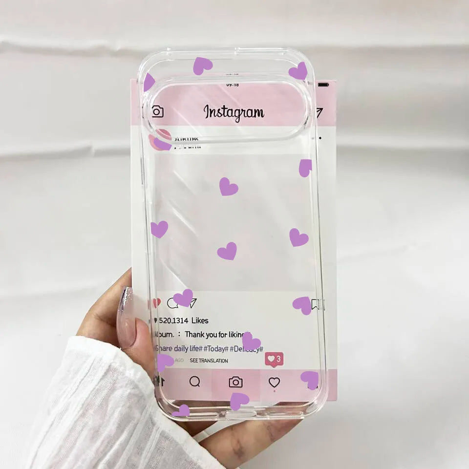 Cute Pink Black Love Heart Phone Case For Google Pixel 10 Pro XL 9 8Pro 6 7 8 8A 5G Fashion Transparent Soft TPU Cover Fundas