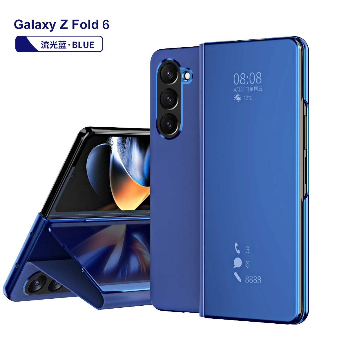 Magnetic Mirror Clear luxury Phone Case for Samsung Galaxy Z Fold 6 5 4 3 5G Fold6 Fold5 Smart Window PU Leather Case Full Cover