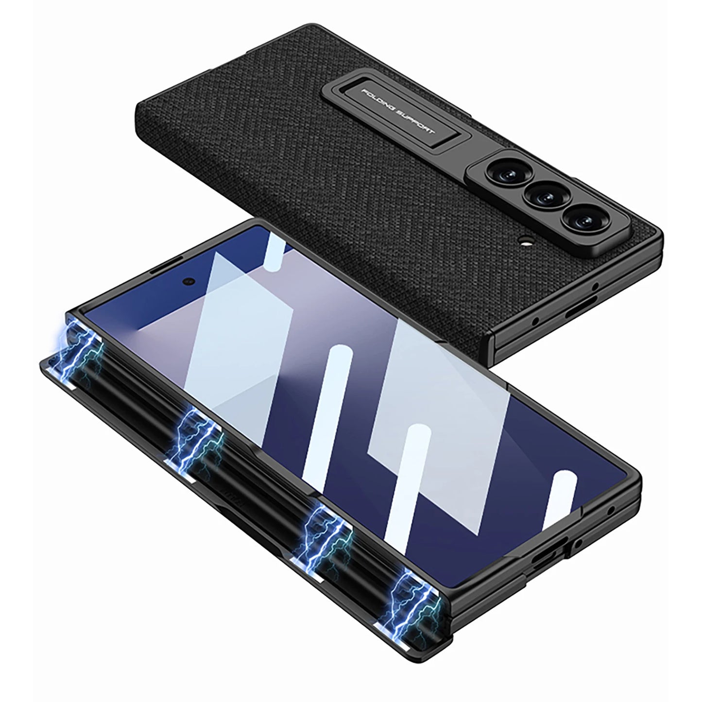 Magnetic Hinge All-included Case For Samsung Galaxy Z Fold 7 Nylon Fabric Screen Glass Protective Cover For Galaxy Z Fold7 Case