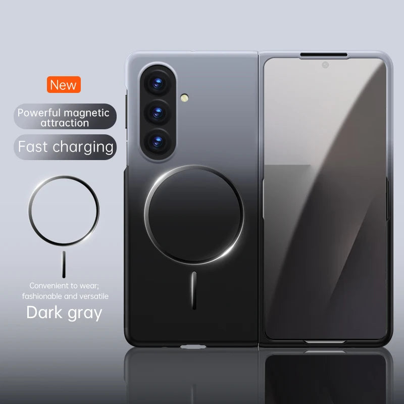 For Samsung Galaxy Z Fold 7 6 5 Gradient Magnetic Phone Case For Magsafe Wireless Charging Shockproof Folding Matte Back Cover