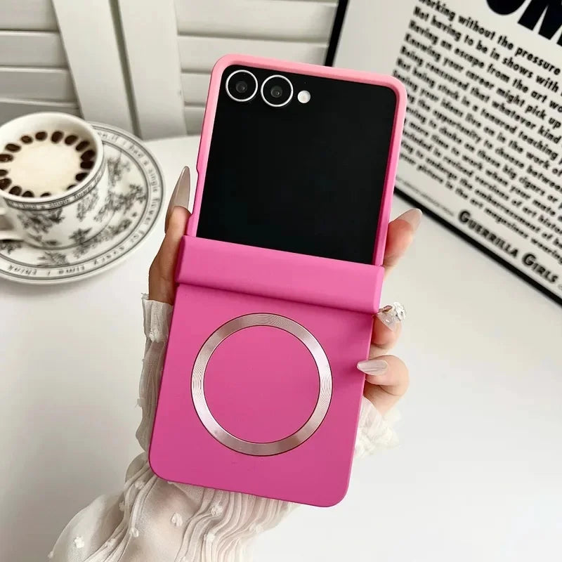 Magnetic Hinge Phone Case for Samsung Galaxy Z Flip 8 7 6 5 4 3 Flip8 Flip7 FE for Magsafe Double Color Gradient PC Back Cover