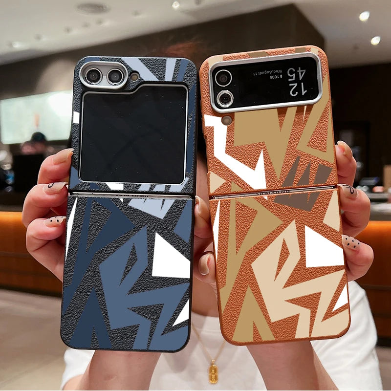 Geometric Pattern Phone Case For Samsung Z Flip7 FE Flip6 Flip5 Flip4 Folding Soft TPU Cover For Samsung Galaxy Z Flip 7 6 5 4 3