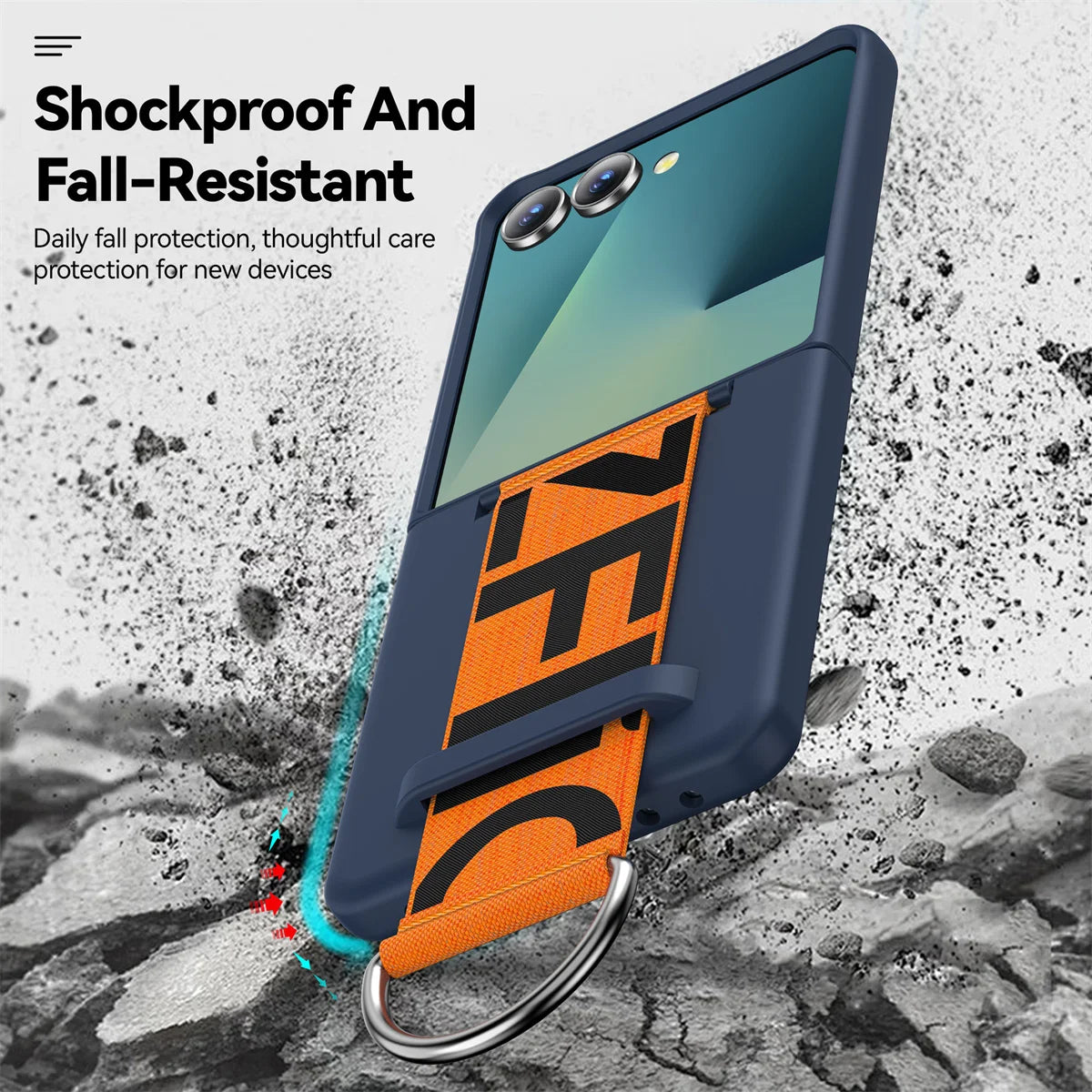 Wrist Strap Ring Holder Phone Case for Samsung Galaxy Z Flip 7 6 5 Luxury Matte PC Shockproof Hand Chain Band ZFlip 7 FE Cover