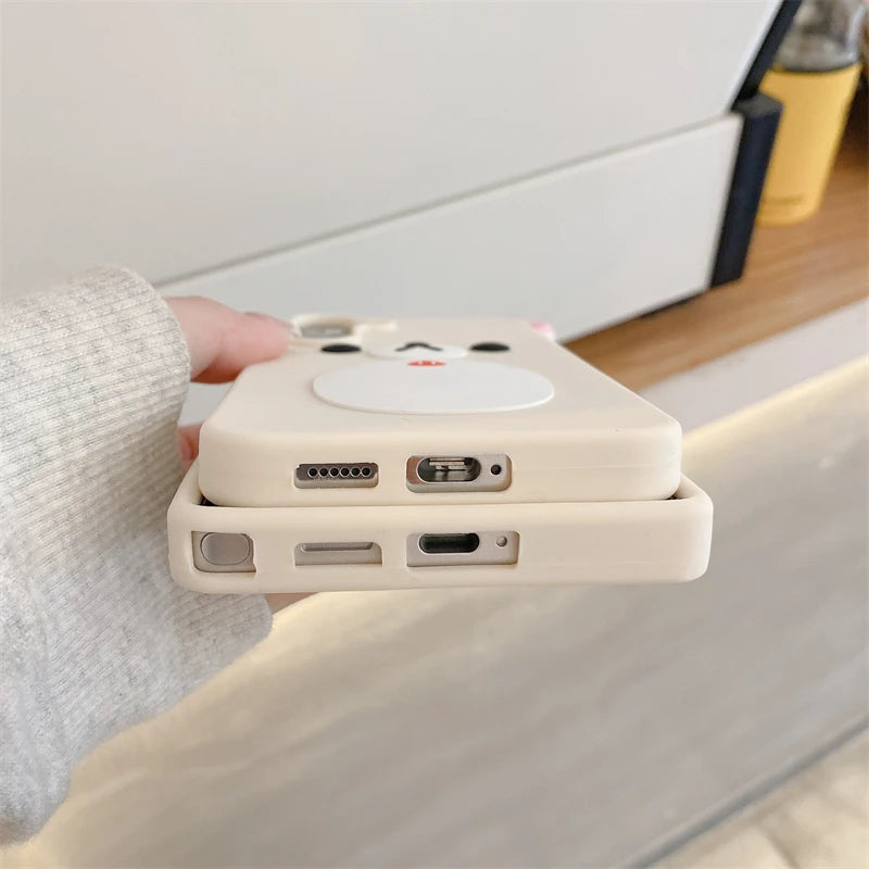 Cartoon Cute 3D Pink Ears Big Mouth Bear Silicone Soft Case for Samsung Galaxy S25 Ultra S24 Plus S25Ultra S25+ S 25 Back Cover