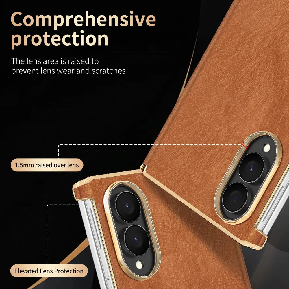 Luxury Velvet Leather for Magsafe Magnetic Case for Samsung Galaxy Z Fold 8 Ultra 7 6 Plating Lens Dual-axis Hinge Protect Cover