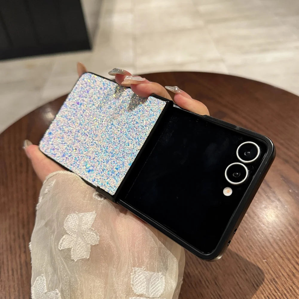 Z Flip7 Case Luxury Bling Sequin Glitter Sequin Phone Case for Samsung Galaxy Z Flip 7 6 5 4 3 5G Hinge Protection Hard PC Cover