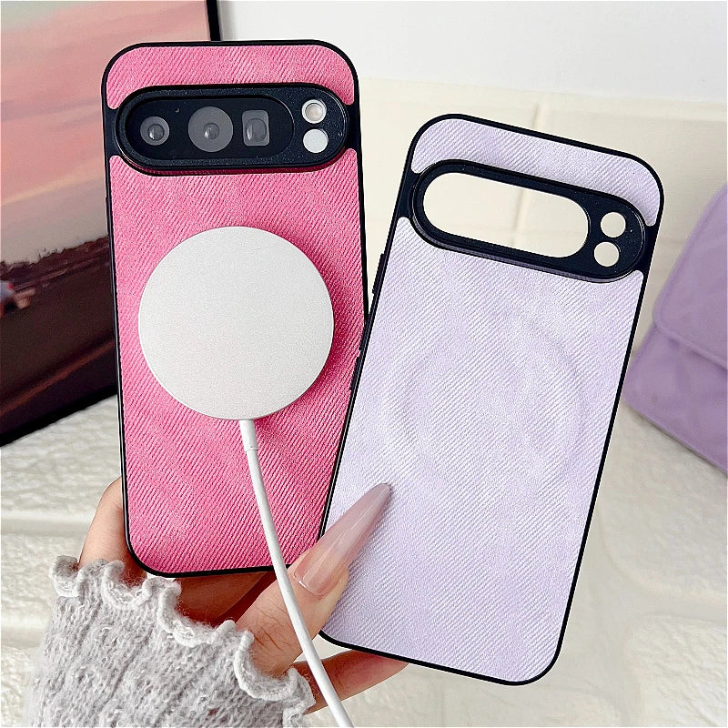 Luxury Magnetic Denim Case For Google Pixel 10 9a 9 ProXL 8 8a 7 7a 6 6a Pro 5G Lens Protection For Magsafe Shockproof Cover