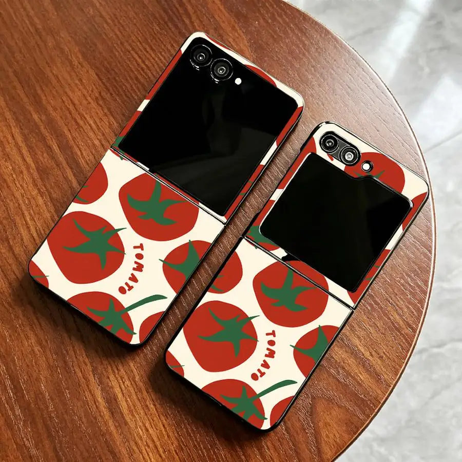 Red Tomato Print Case for Samsung Galaxy Z Flip 7 6 5 4 3 Z Fold 7 6 5 4 3 Phone Cover