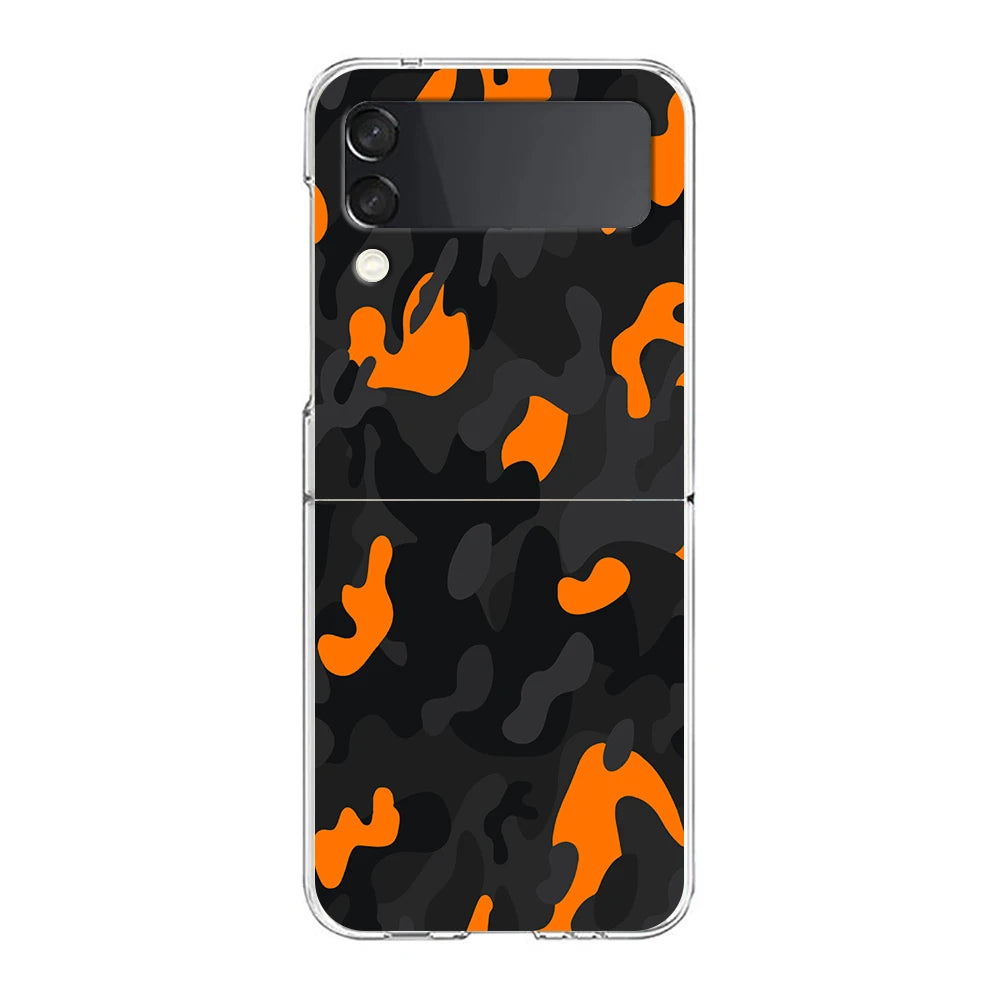 Camouflage Camo Hard PC Phone Case For Samsung Galaxy Z Flip 4 5 6 Black Cover For Galaxy Z Flip 3 Foldable Shockproof Case Capa