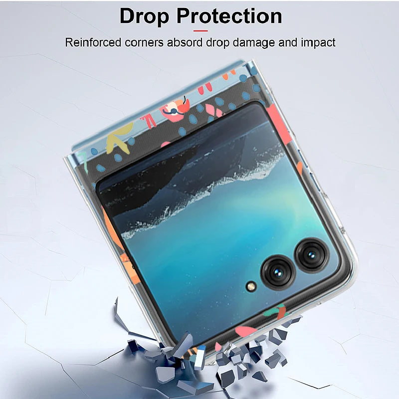 Colorful Stars Patterned Phone Case For Motorola Razr 60 50 Ultra Razr 50 40 Ultra 50 40 Shockproof Clear Hard PC Folding Cover