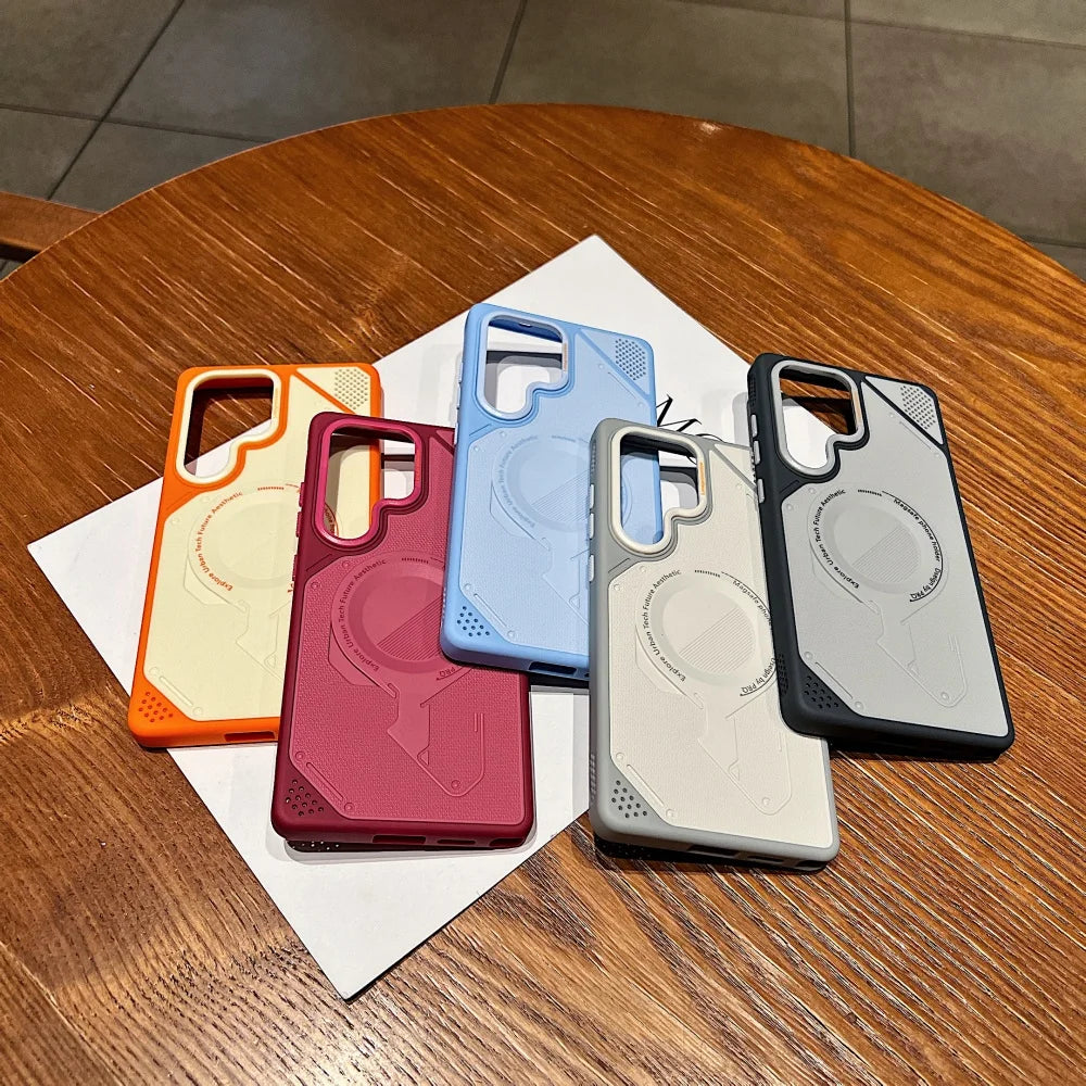 Summer Heat Dissipation Breathable Mesh Hole Case For Samsung Galaxy S26 S25 S24 Ultra S26 For Magsafe Magnetic Shockproof Cover
