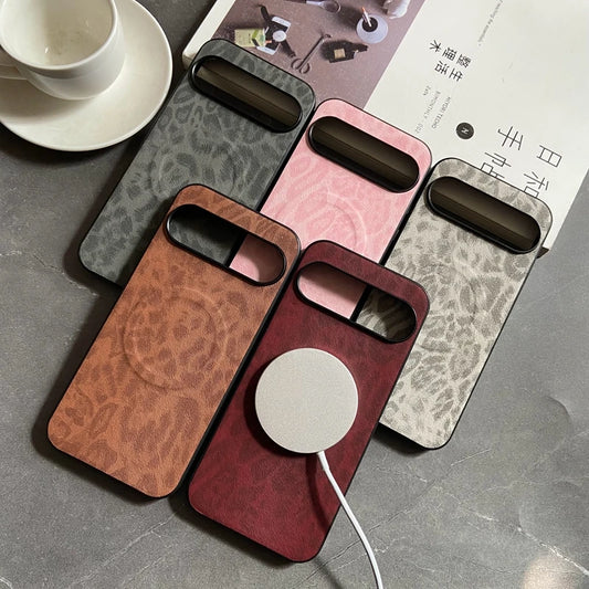 Magnetic Leather Case for Google Pixel 9A 10 9 8 7 6 Pro XL 8A 7A 6A Cover Leopard Floral Shockproof Mag-safe PU Shell Fundas