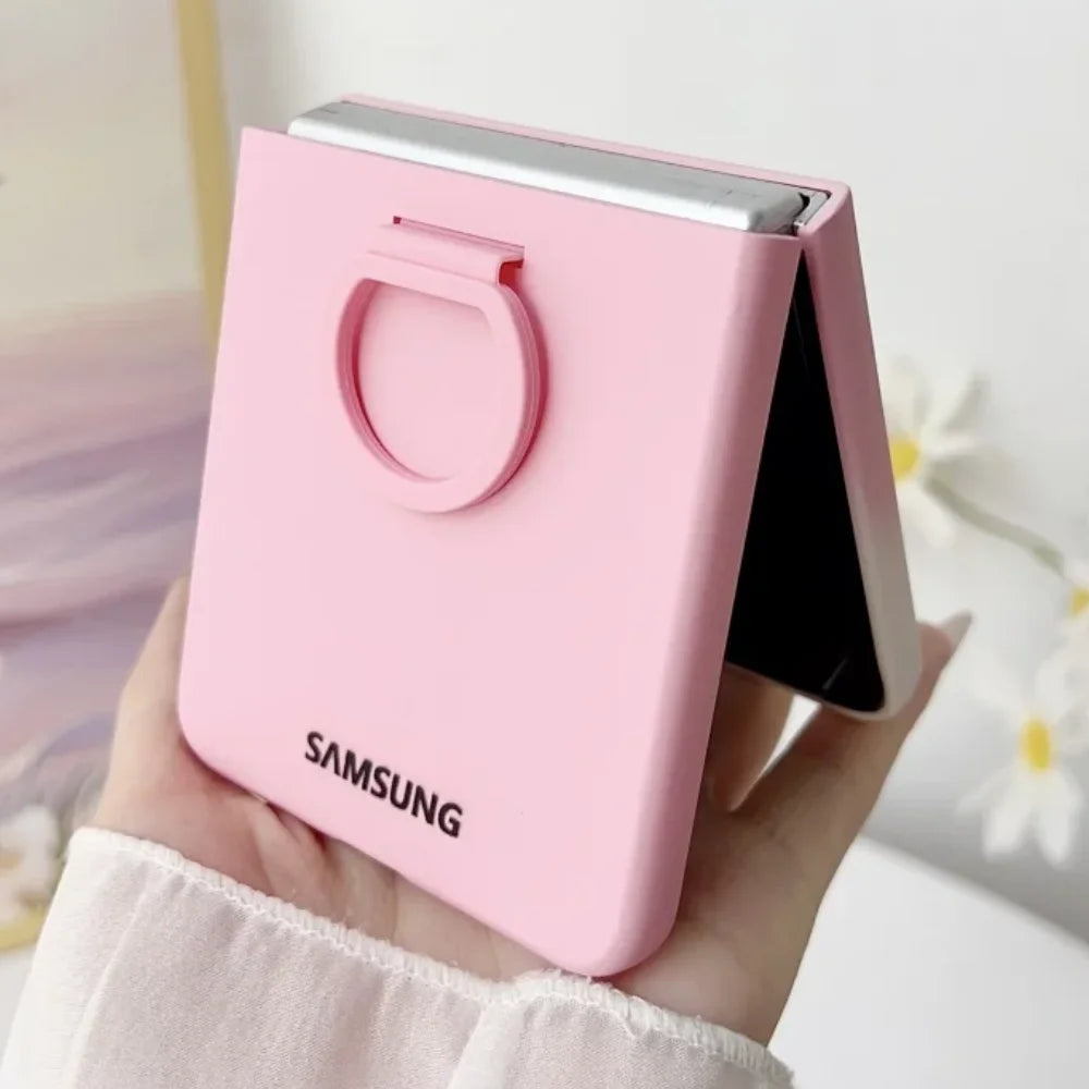 For Samsung Galaxy Z Flip 8 7 6 5 Gradient Matte PC Case Flip8 Flip7 Luxury Liquid Silicone Ring Holder Shockproof Back Case
