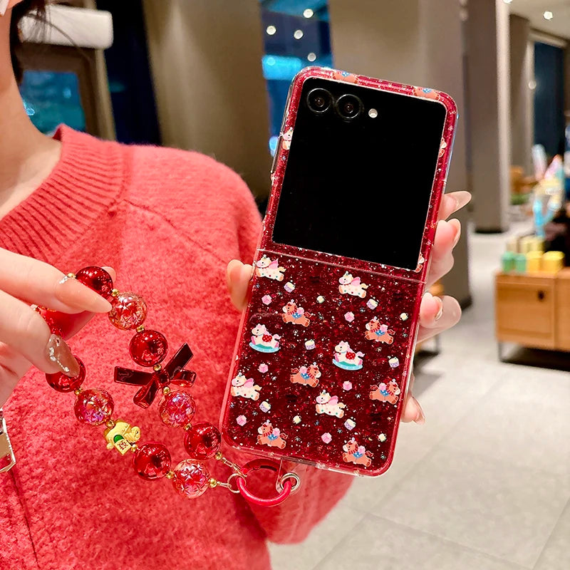 Case For Motorola Razr 60 Ultra 50 Ultra 2025 Razr Plus DIY Red Pony Pendant Shockproof Mobile Phone Case Cover