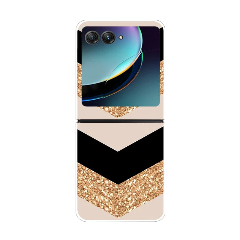 Case For Motorola Razr 40 Ultra Transparent Hard Folding Luxury Pattern For Motorola Moto Razr 40 Ultra Clear Cover Razr40 Ultra