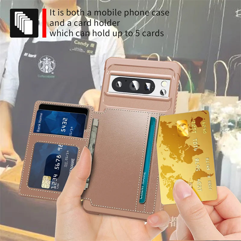 Luxury Leather Car Magnetic Phone Case For Google Pixel 7A 7 Pro 8A 8 Pro 9 Pro Wallet Card Insertion Shockproof Rear Cover