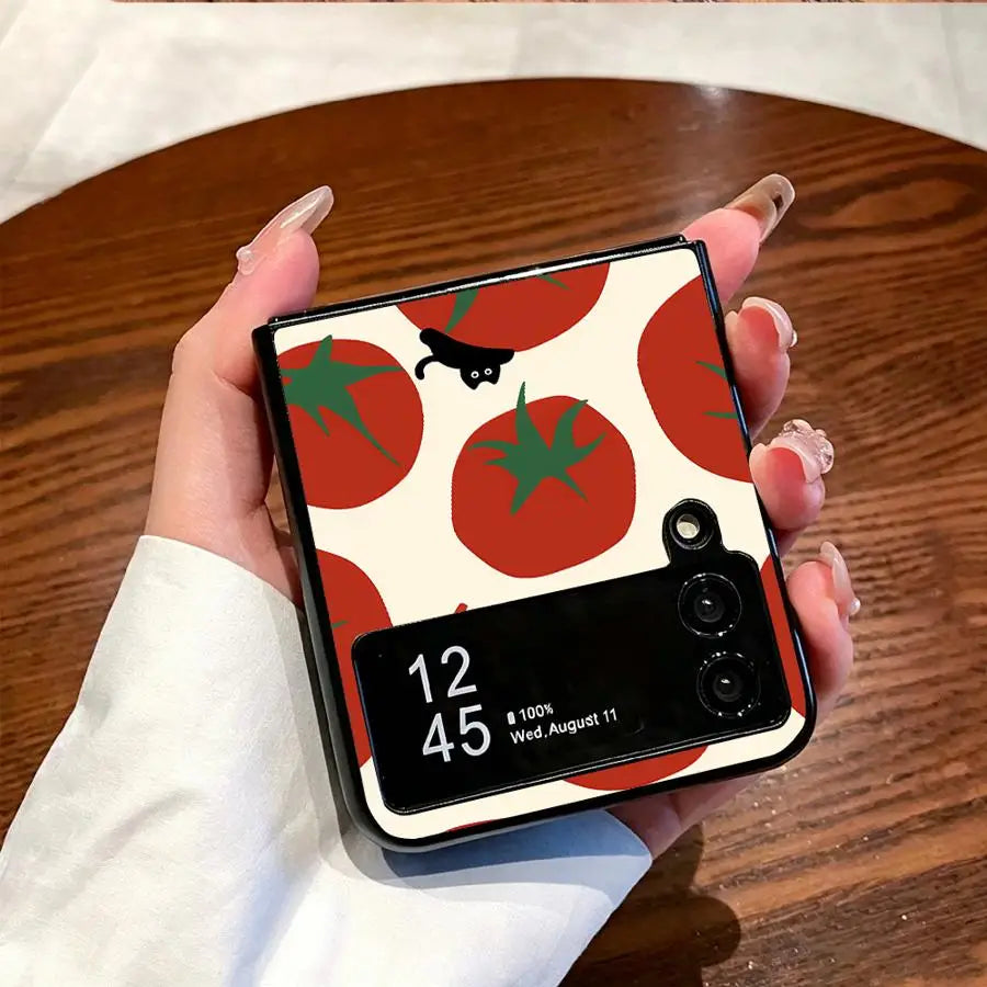 Red Tomato Print Case for Samsung Galaxy Z Flip 7 6 5 4 3 Z Fold 7 6 5 4 3 Phone Cover