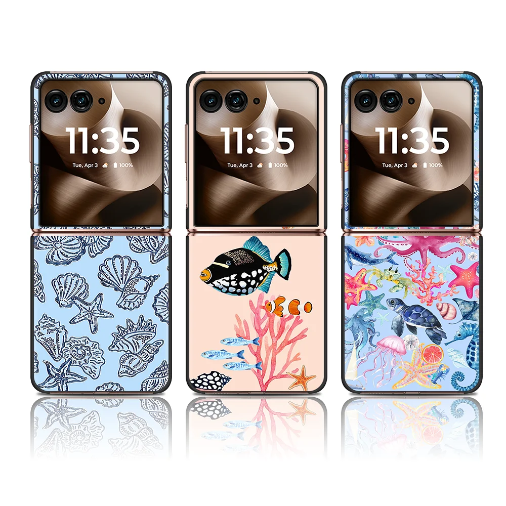 Phone Cover Phone Case for Motorola Razr 70 Razr Fold 50 60 Ultra 50/60 70 Plus Seashell Conch Art
