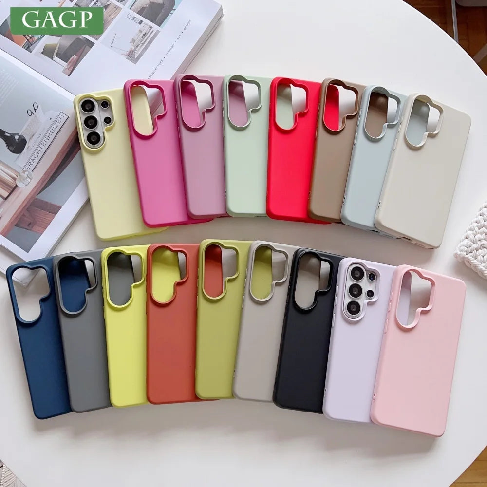 Liquid Silicone Case For Samsung Galaxy S26 S24 S25 Ultra Plus Fe A17 A36 A56 A37 A57 Candy Color Flocking Protective Soft Cover