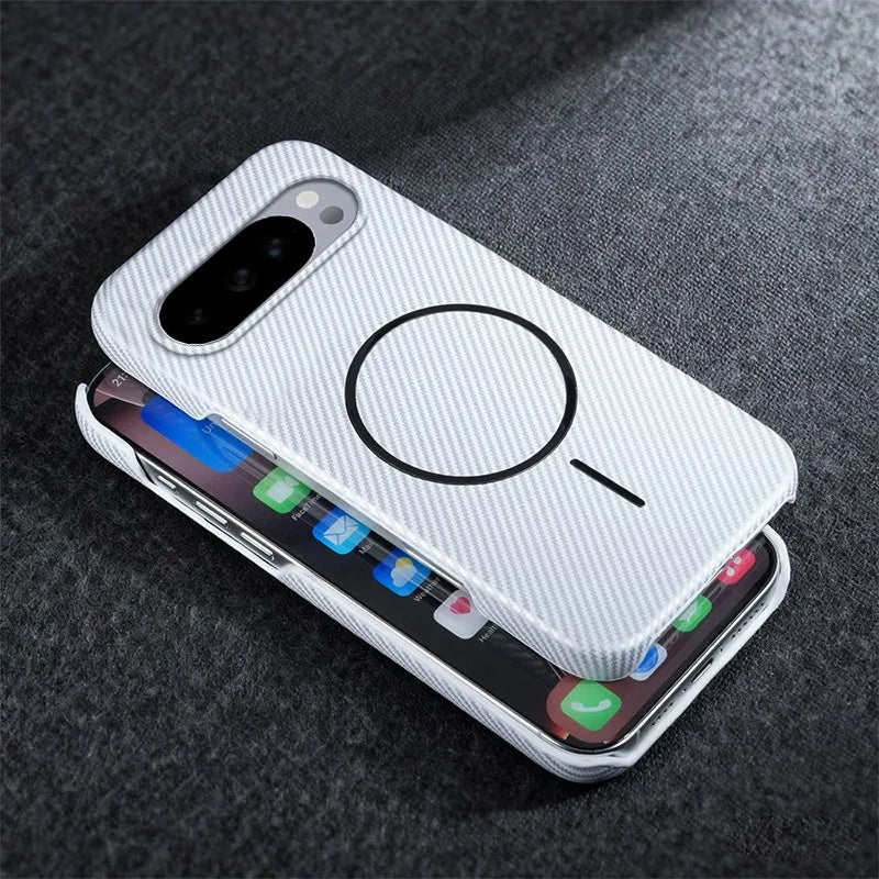 For Magsafe Magnetic Hard PC Case for Google Pixel 11 10 9 Pro XL 10A 9A Pro Slim Half-pack Carbon Fiber Texture Cover
