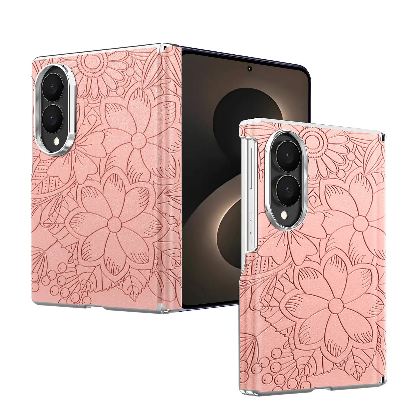‌Fashionable Magnetic Embossed Leather Case for Samsung Z Fold 8 Wide Shockproof for Magsafe Central Axis Protection‌ Slim Cover