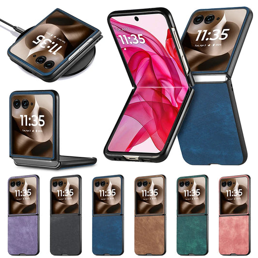 Case For Motorola Razr 60 Ultra 2025 50 Ultra 40 Ultra Razr Plus 2024 Retro PU Leather Hard Shockproof Mobile Phone Case Cover