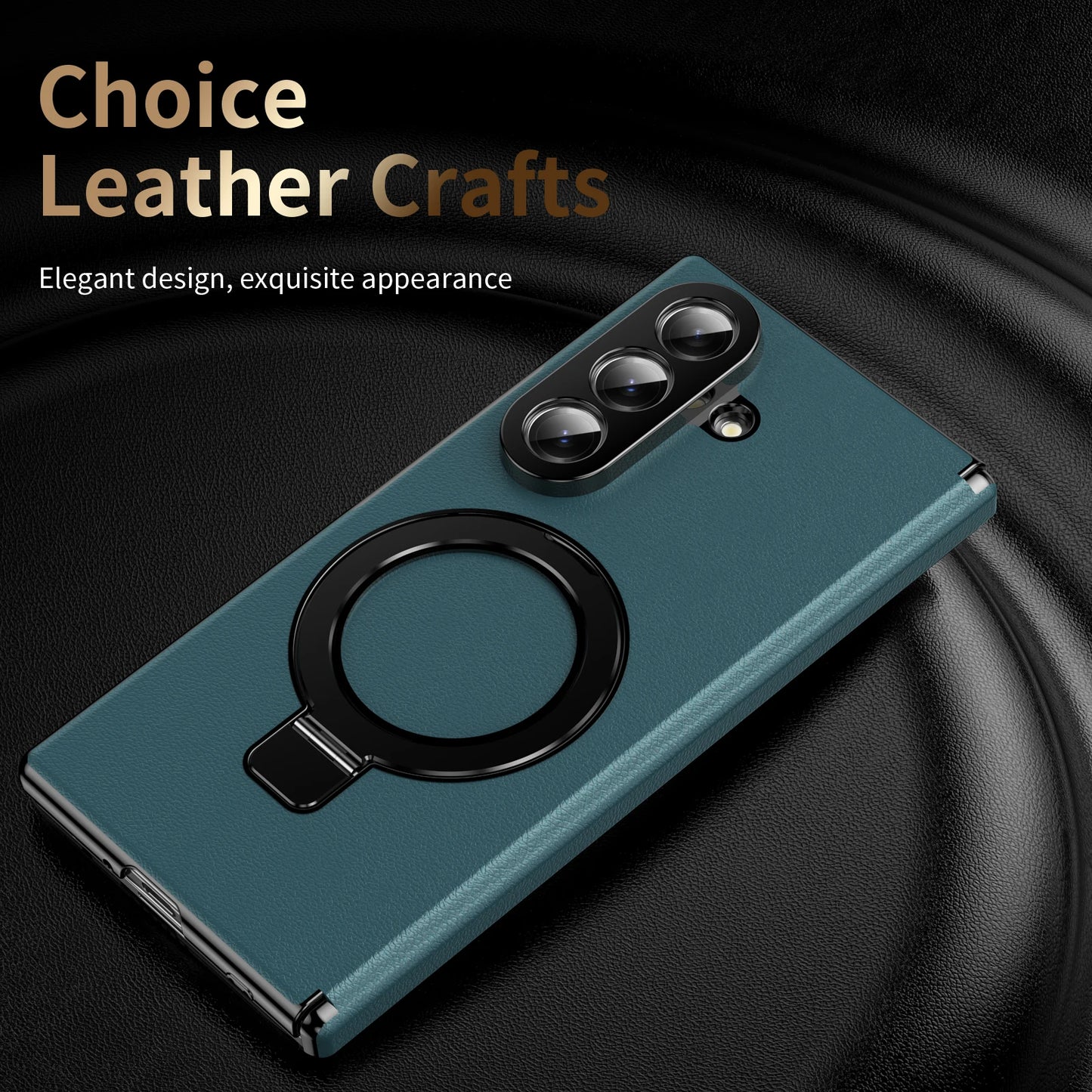 Hidden Stand Magnetic Leather Case For Samsung Galaxy Z Fold 7 6 5 4 Bracket Cover With Clear Glass Screen Protector