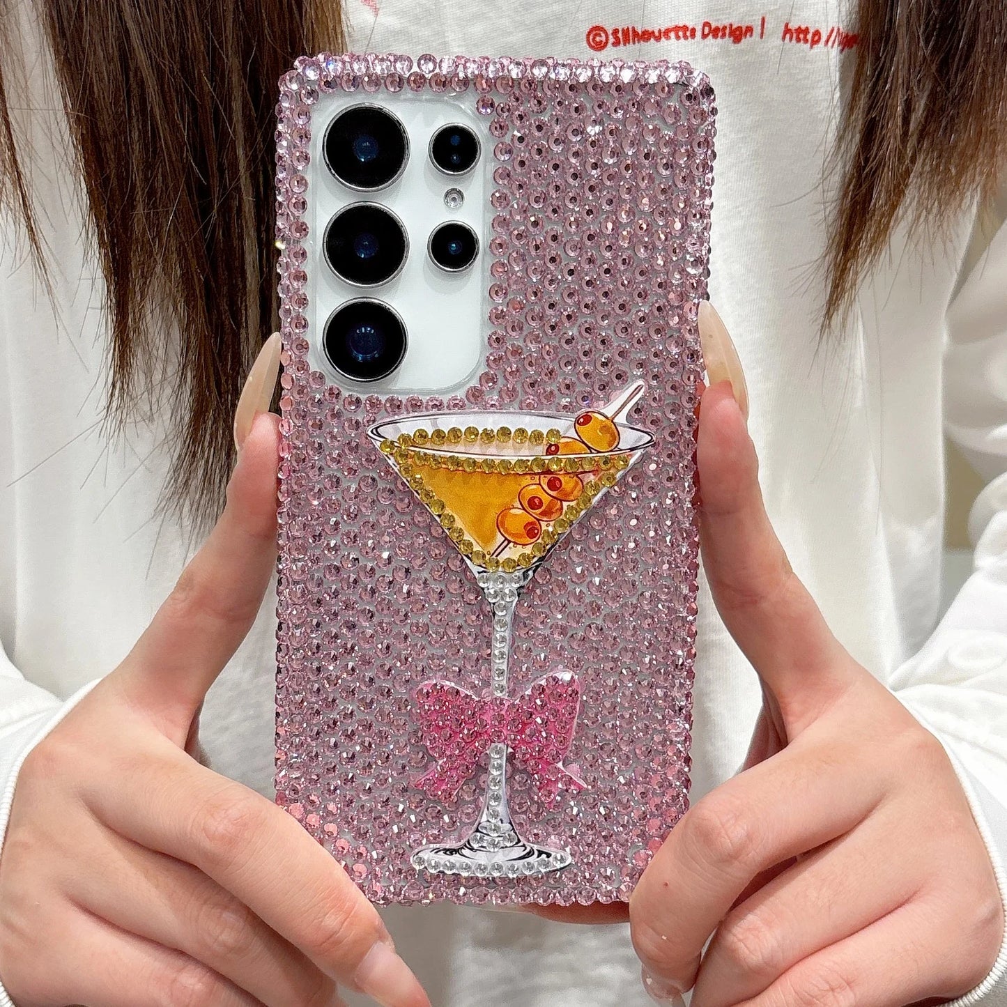 Cute Diamond Wine Glass Case For Samsung Galaxy S26 Ultra Rhinestone Cover For Samsung S25Ultra S24 Plus S23 S22 Ultra Shell