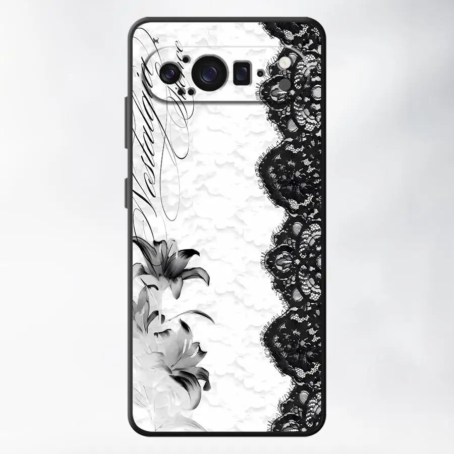 Retro Lace Art Case for Google Pixel 10A 6 7 8 Pro 7a 8a 10 9 Pro XL 6a 9a Funda Phone Cover