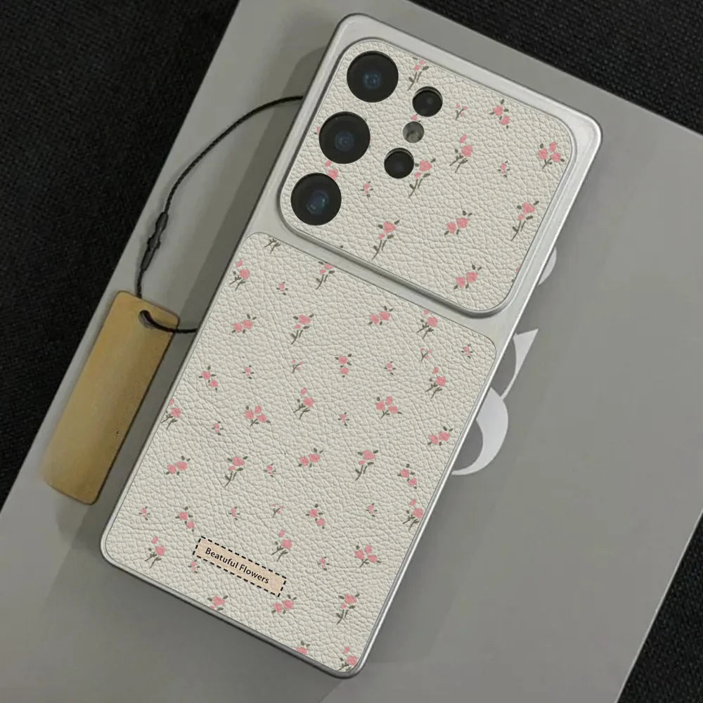 Camera Window Fower Phone Case For Samsung S26 Ultra S24 S25 FE S23 A56 5G A57 A37 A27 A17 A07 A06 A16 A26 A54 A55 Leather Cover