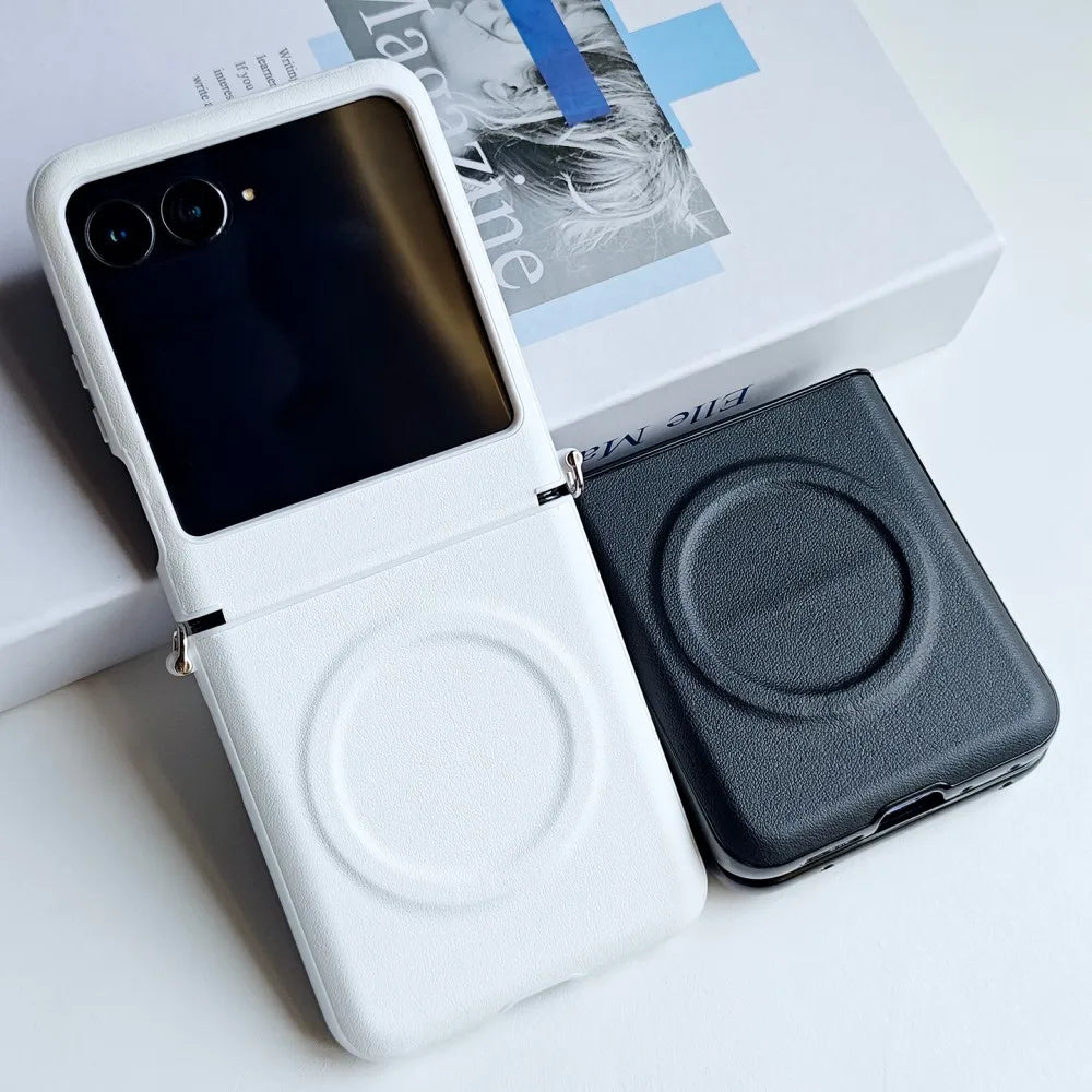 For Motorola Razr 60 Ultra Case Luxury PU Leather Magnetic wireless charging Protect Back Cover Case For Razr 60 50 Ultra Shell