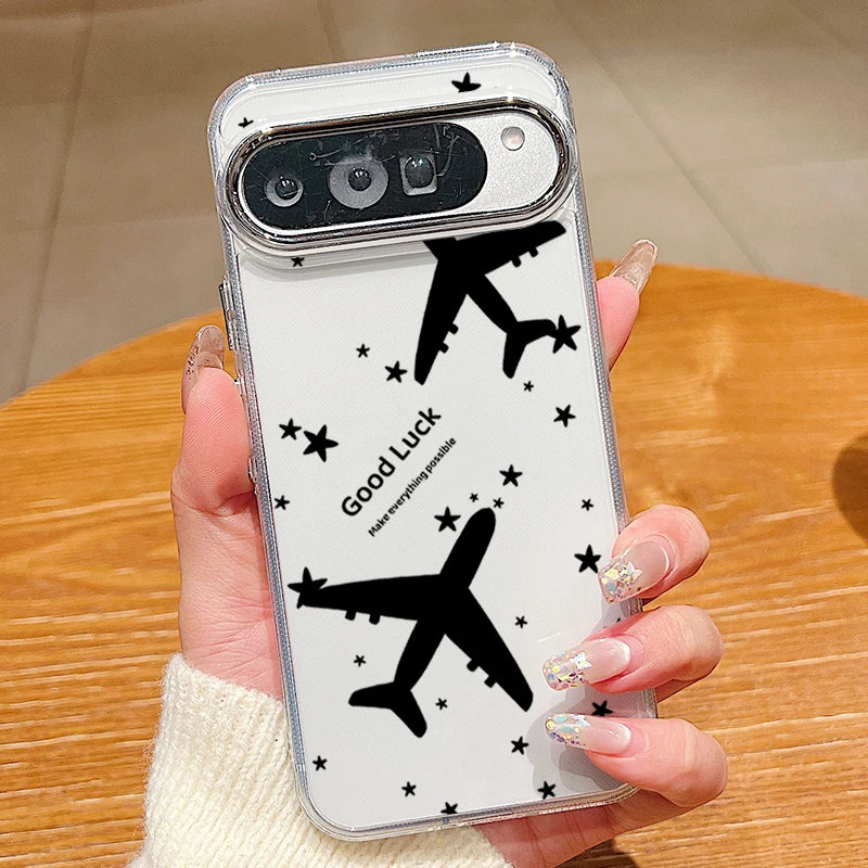Travel Route Map Pattern Clear Phone Case For Google Pixel 10 9 8 Pro Pixel 9 10 Pro XL 7A 8A 9A Shockproof Soft TPU Back Cover