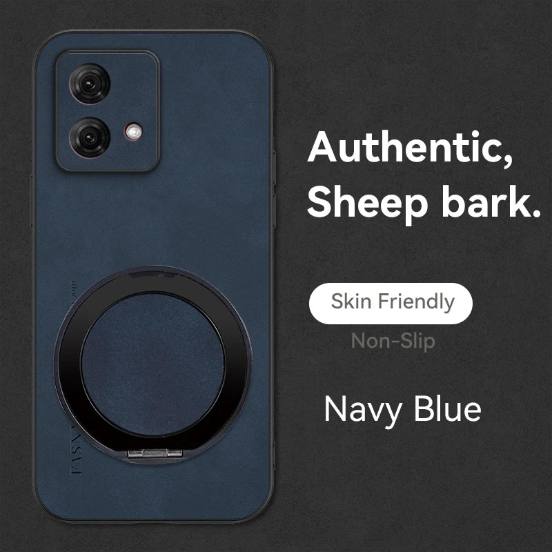 360° Degree Rotate holder Case For Motorola Moto Edge 60 Fusion 50 Ultra 40 neo 30 Sheepskin Leather Back Cover