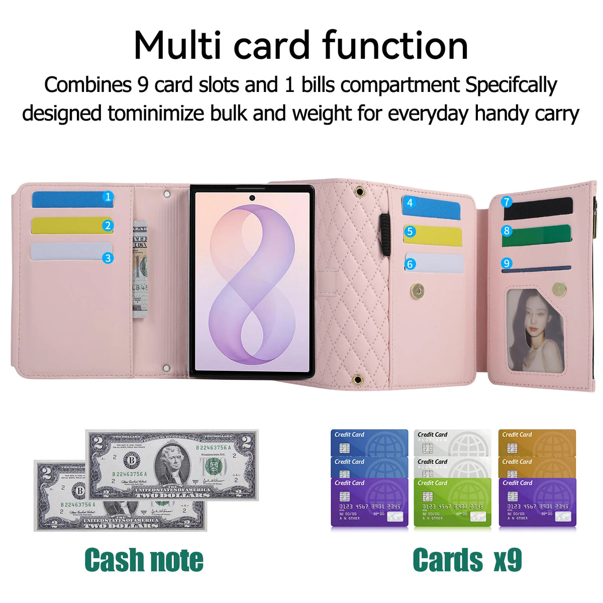 Crossbody Zipper Flip Multi Card Slots Quilted Leather Case for Samsung Galaxy Z Fold8 Fold 8 Wide Shockproof Book Stand Cover